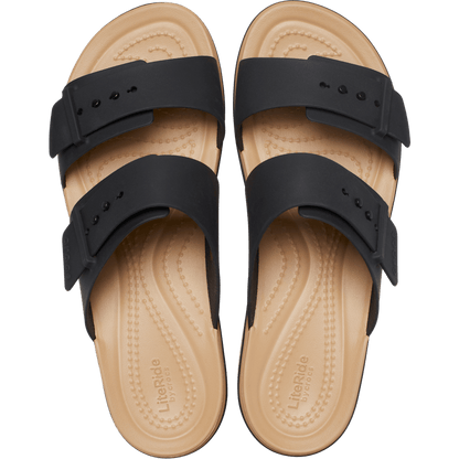 Brooklyn Buckle Low Wedge Matte Wrap Sandal - US 9532