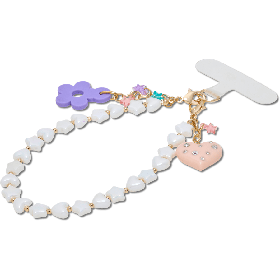 Beaded Heart Flower Phone Wristlet - US 4414