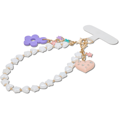 Beaded Heart Flower Phone Wristlet - US 4414