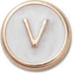 Tiny Pearlized Letter V - US 3958